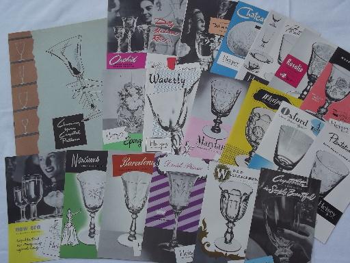1947 catalog leaflets, vintage Heisey elegant glass crystal patterns