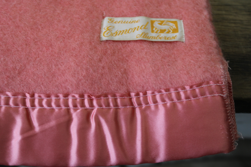 1950s vintage Esmond wool blanket never used, flamingo pink bed blanket soft  thick