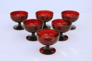1950s vintage Royal ruby red glass sherbets, perfect for Christmas dessert dishes