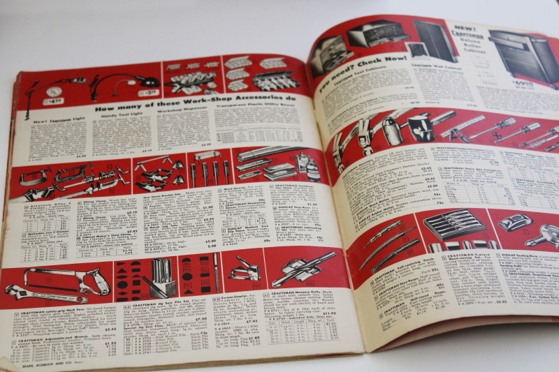 1950s vintage Sears Craftsman tool catalog, 50 plus pages big book power  hand tools