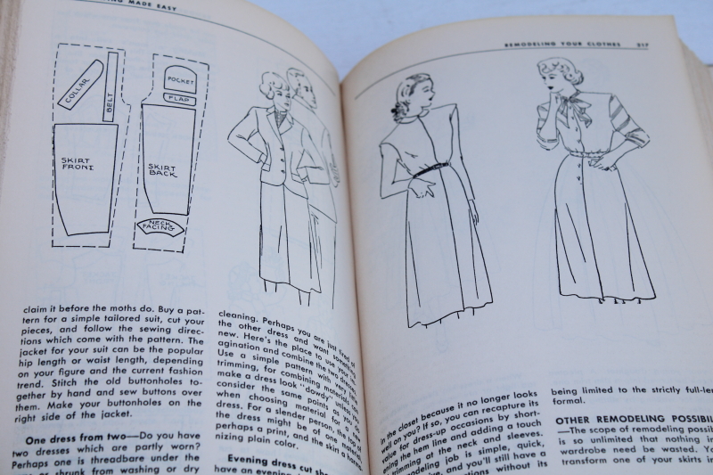 1950s vintage Sewing Made Easy book, using a pattern, dressmaking etc w/ retro fashion illustrations