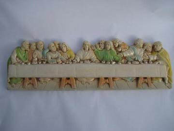 1950s vintage chalkware wall hanging plaque of The Last Supper