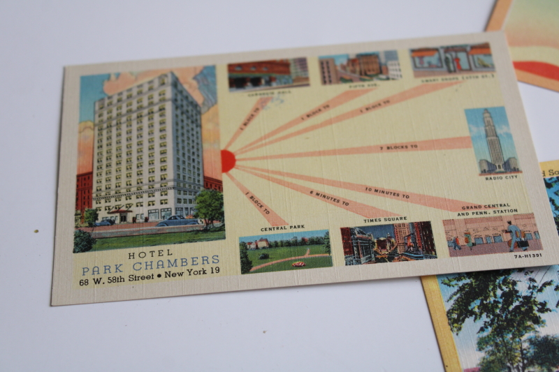 1950s vintage colorized photo linen postcards Howdy from New York City, Coney Island