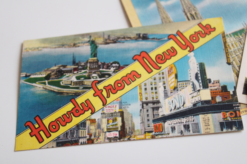 1950s vintage colorized photo linen postcards Howdy from New York City, Coney Island