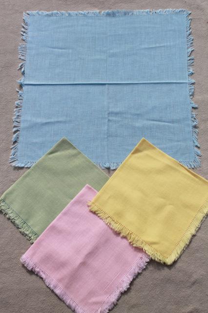 1950s vintage cotton cloth napkin sets, luncheon / tea party napkins in pastel colors