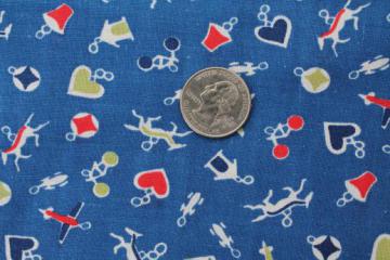 1950s vintage fabric, quilting weight cotton w/ cracker jack charms print