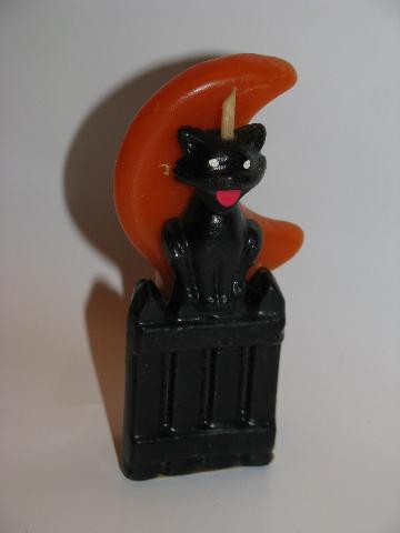 1950's vintage figural candles lot, black cats for Halloween