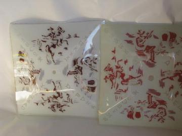 1950s vintage rodeo cowboy print glass shades for ceiling fixture lights