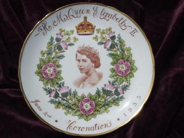 1953 Coronation of Queen Elizabeth, vintage English bone china plate
