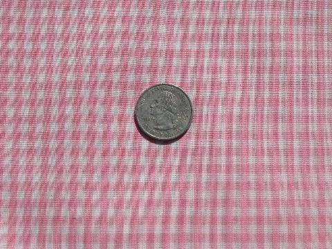 1960s vintage pink & white gingham fabric, 36'' x 6 yards