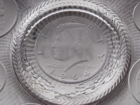 1964 coin impressions crystal coins Imperial glass collector's plate