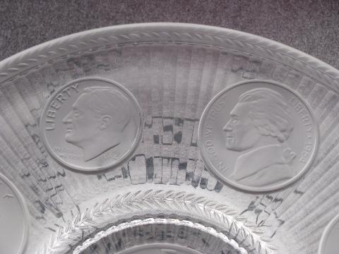 1964 coin impressions crystal coins Imperial glass collector's plate