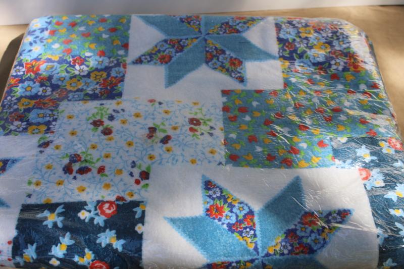 1970s vintage Beacon blanket mint in package, patchwork quilt print