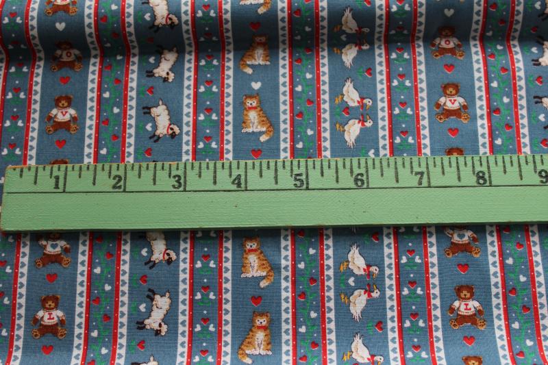 1980s VIP Cranston print cotton fabric w/ tiny animals, old french country style vintage