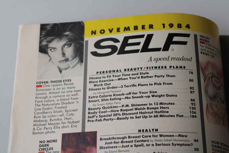1980s vintage SELF magazine November 1984 back issue, tons of retro ads for makeup, beauty care