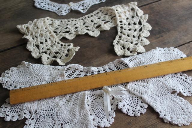 1980s vintage crochet lace collars, round peter pan collars mommy & me sizes