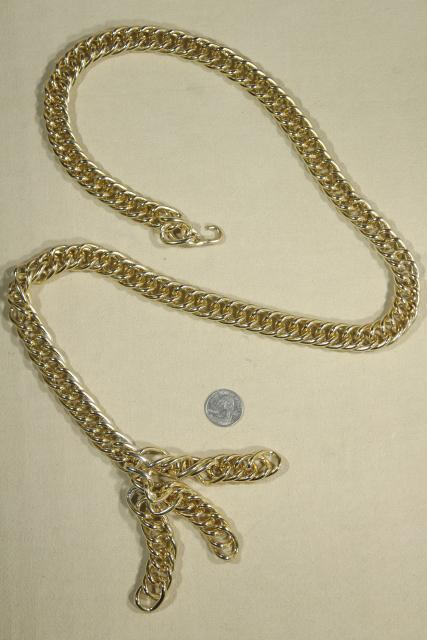 1980s vintage gold tone metal chain drapery hardware, curtain tie backs new w/ tags