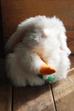 1980s vintage hand puppet furry white rabbit Easter bunny plush toy, Animal Express tag