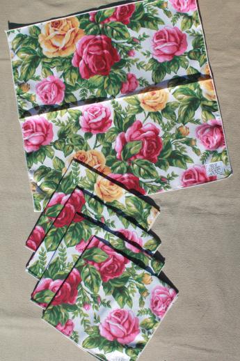 1990s Royal Albert Old Country Roses china go-along cloth fabric napkins, never used