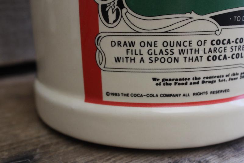 1990s vintage cookie jar, ceramic jug advertising Coca Cola antique label