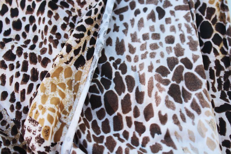 1990s vintage wild animal print lycra spandex stretch fabric, black & tan leopard spots
