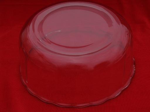 2 large glass salad bowls, vintage Princess House crystal optic waves