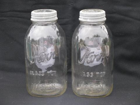 2 vintage Kerr 2 quart glass lid canning jars for storage canisters