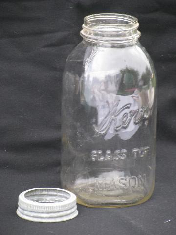 2 vintage Kerr 2 quart glass lid canning jars for storage canisters