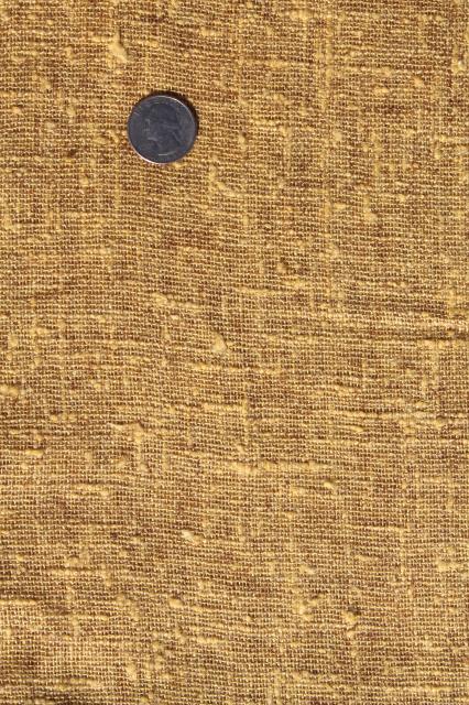 20+ yards vintage rayon / cotton loose linen weave decorator fabric 60s retro antique gold