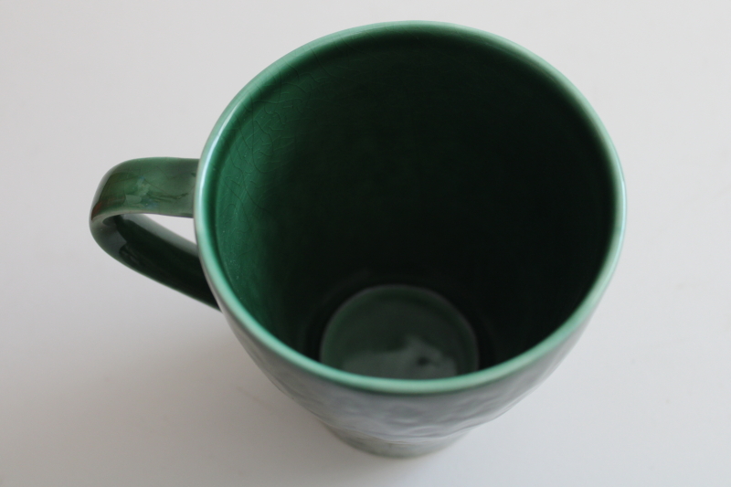 2008 Starbucks mug green glaze ceramic w/ embossed trees, Design House Stockholm