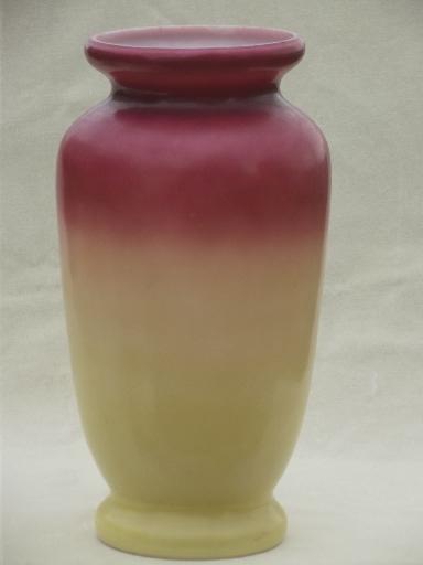 vintage base 30s lamp vase glass w/ blow  lamp 20s hand painted milk   base glass peach milk