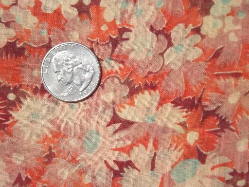 20s 30s vintage sheer floral cotton print fabric, gauzy dress material