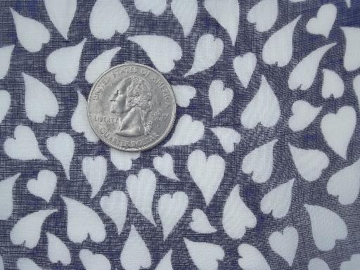 20s vintage gauzy cotton  fabric, flapper era dress material in navy & white