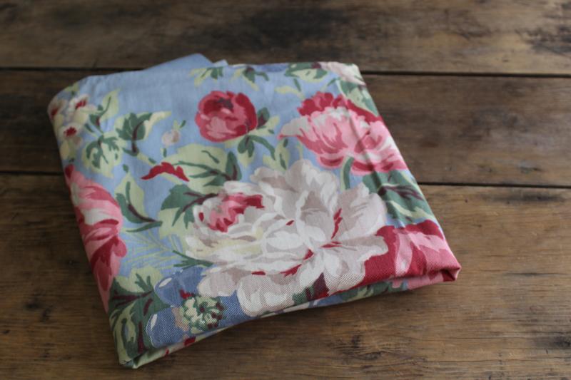 30s 40s vintage cotton fabric peonies floral print, shabby cottage chic flowers