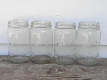 4 vintage 1 qt Kerr Self-Sealing Mason wide mouth canning jars, lot #1