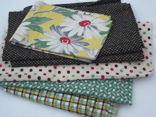4 yds assorted vintage print cotton fabric, 36" quilting prints lot