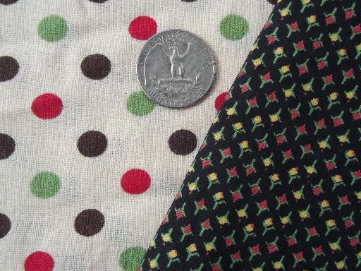 4 yds assorted vintage print cotton fabric, 36" quilting prints lot