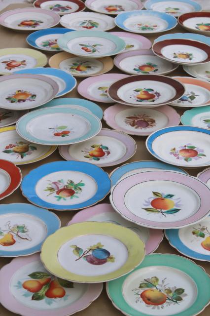 40+ antique china plates w/ hand painted fruit, shabby chic rustic wedding vintage dishes 