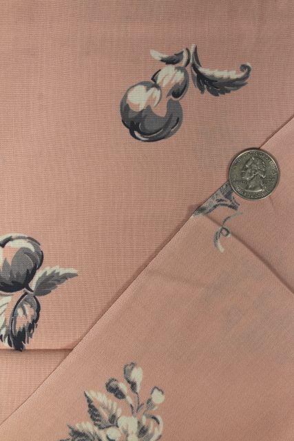 40s 50s vintage blush pink print rayon fabric, retro dress or blouse material
