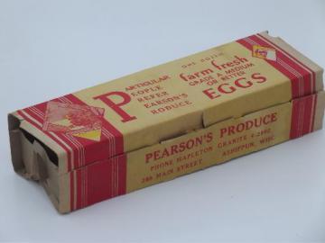 40s 50s vintage egg carton w/ great old print graphics, Farm Fresh Eggs