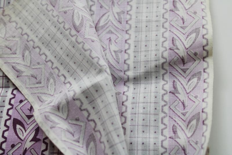 40s 50s vintage print cotton fabric, quilting weight lavender & grey patterned stripe 