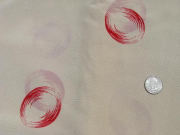 40s - 50s vintage print silk or rayon fabric, deco moderne circles