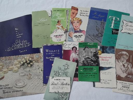 40s andd 50s vintage silverware silver flatware pattern leaflets and catalogs