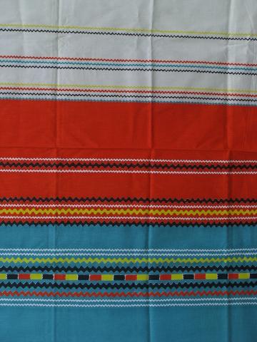 40s vintage Mexican colors rick-rack border print cotton fabric