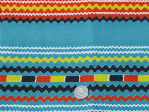 40s vintage Mexican colors rick-rack border print cotton fabric
