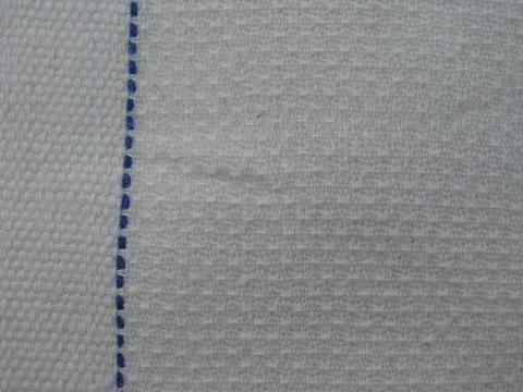 5 yards vintage cotton roller towel fabric, old blue stripe