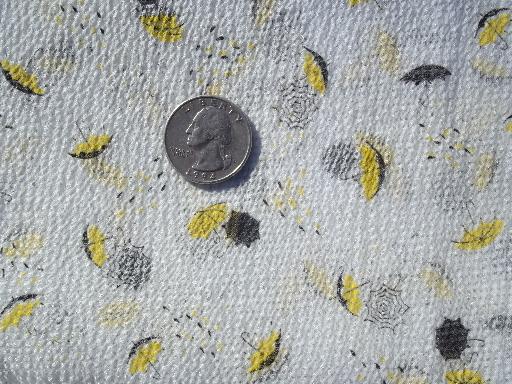 50s retro sheer nylon fabric, crinkle plisse w/ yellow umbrellas print