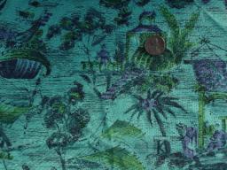 50's turquoise blue with oriental print fabric
