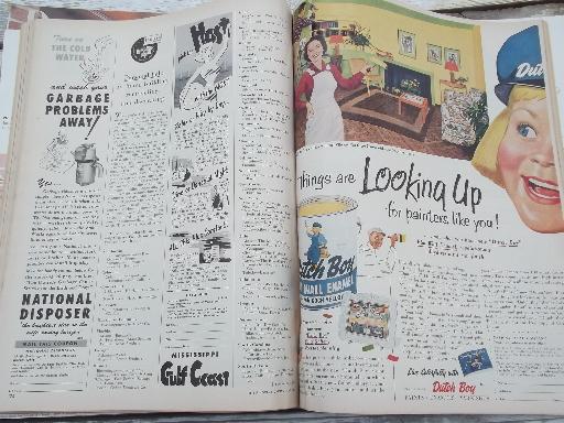 50s vintage Better Homes and Gardens magazines, retro ads and illustrations