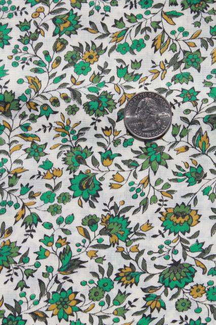 60s 70s vintage fabric, Klopman Mills floral cotton dress / shirting material